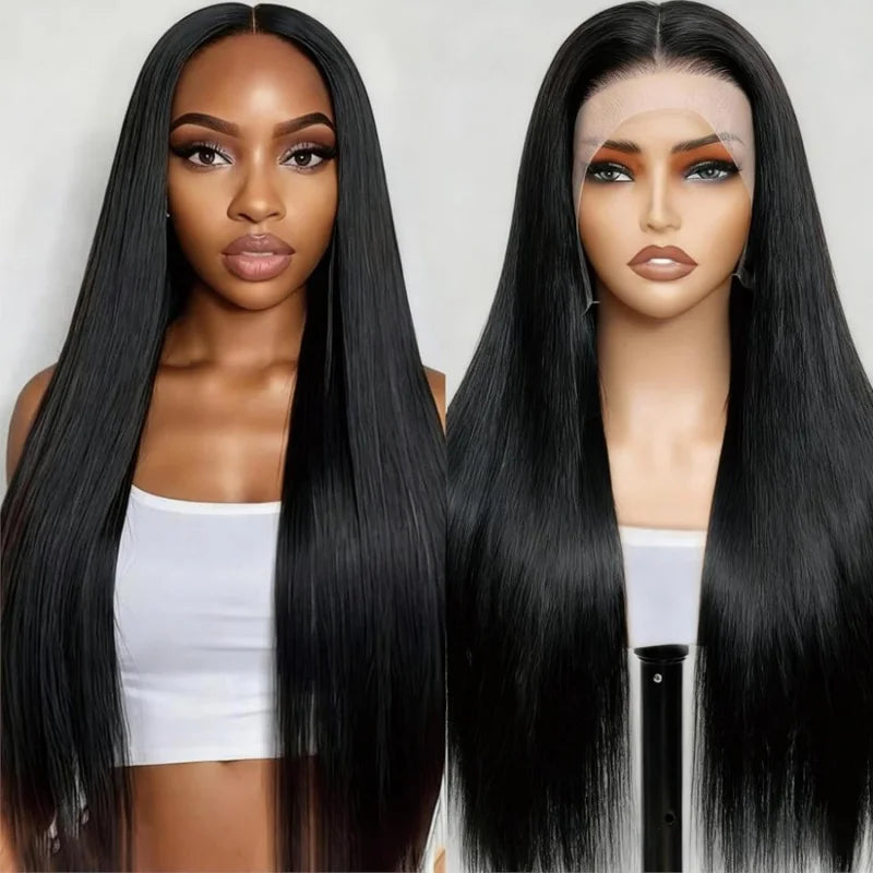 Promotion $78 Wholesale Virgin Brazilian Straight Human Hair Wig 13x4 Pre Plucked Lace Frontal Medium Transparent 250% Density
