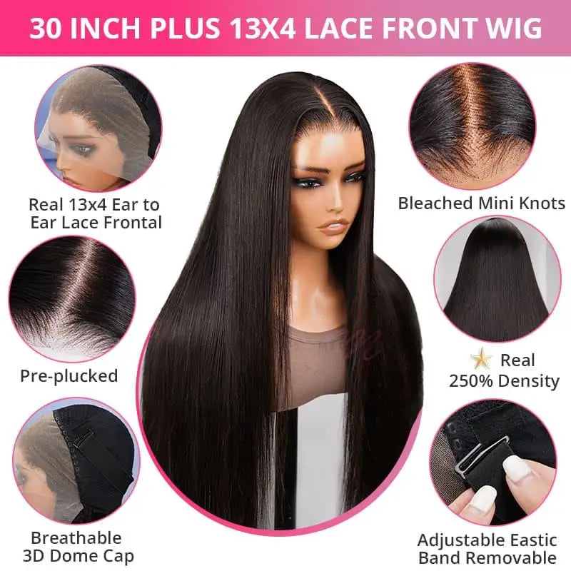 32 34 36 38 40 Inch Human Hair HD Transparent Lace Front Wigs for Women Pre-made Virgin Raw Indian Hair Lace Frontal Wigs
