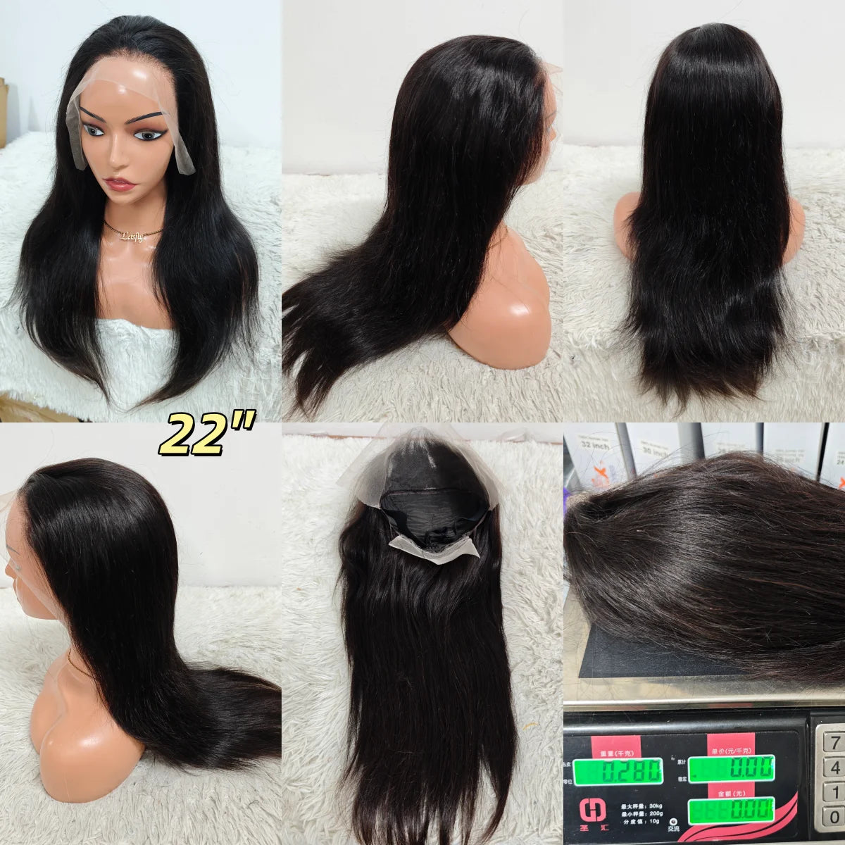 Promotion $78 Wholesale Virgin Brazilian Straight Human Hair Wig 13x4 Pre Plucked Lace Frontal Medium Transparent 250% Density