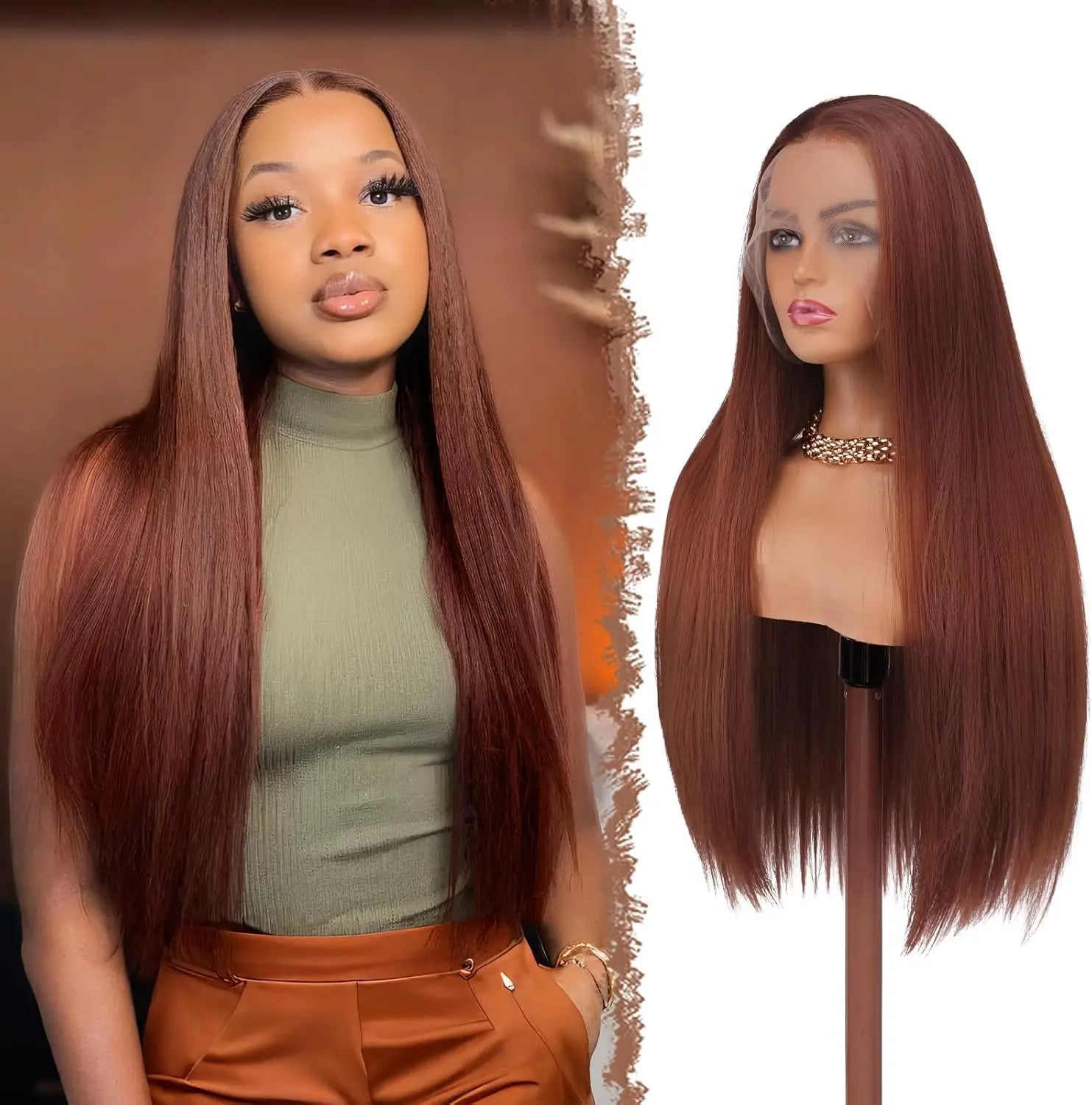 Wholesale 30 Inch Long Straight Premium Synthetic Lace Front Wigs High Temperature