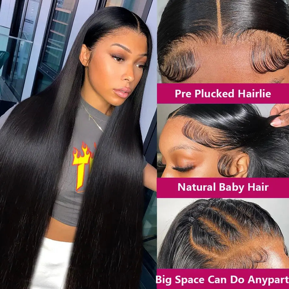 32 34 36 38 40 Inch Human Hair HD Transparent Lace Front Wigs for Women Pre-made Virgin Raw Indian Hair Lace Frontal Wigs