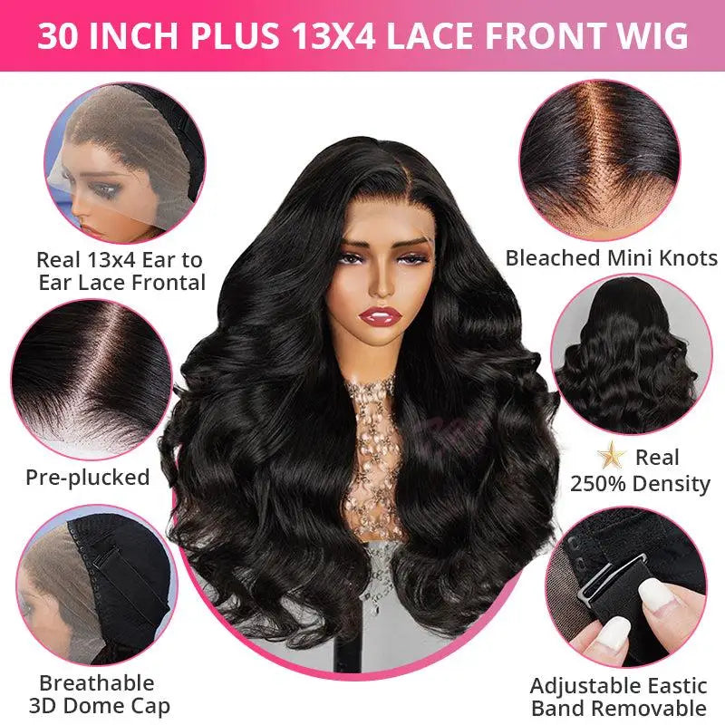 32 34 36 38 40 Inch Human Hair HD Transparent Lace Front Wigs for Women Pre-made Virgin Raw Indian Hair Lace Frontal Wigs