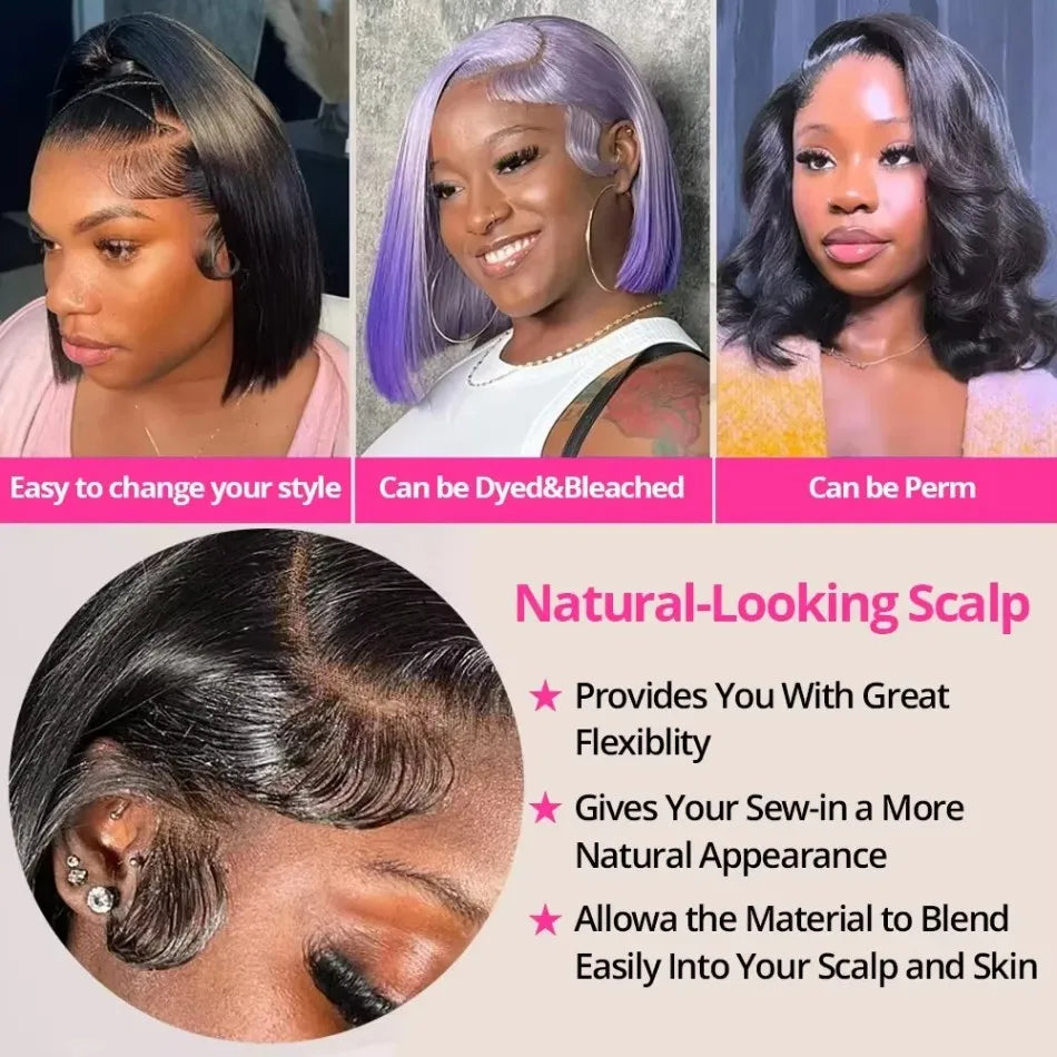 Straight Short Bob 13x6 HD Lace Front Human Hair Wigs Glueless Wigs 220 Density Pre Plucked Brazilian For Women 5x5 HD Lace Wig