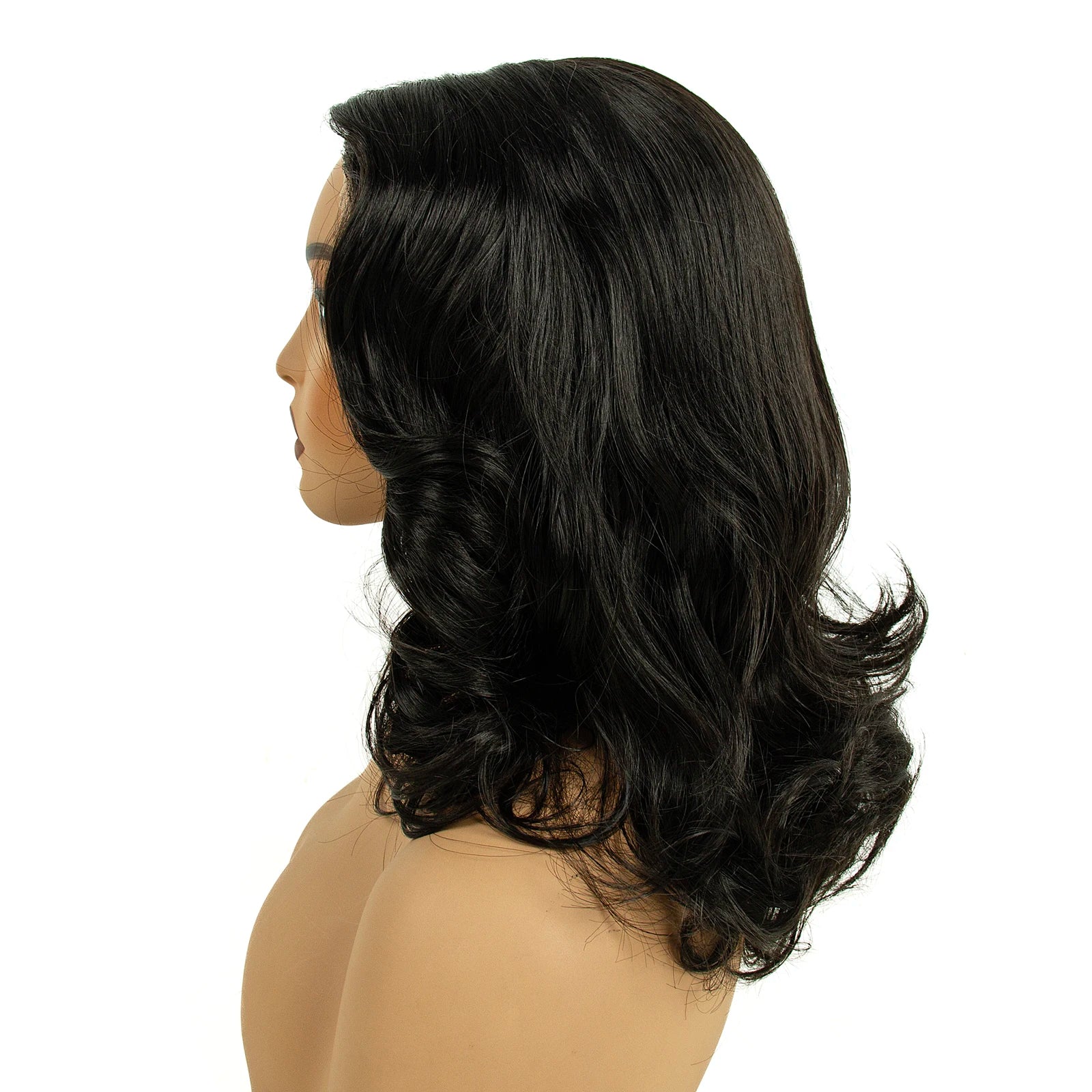 Lace Front Wig Deep Pre-Cut Black Short Curly Synthetic Hair 6*4 T Part Lace Center Part For Daily Replace Used