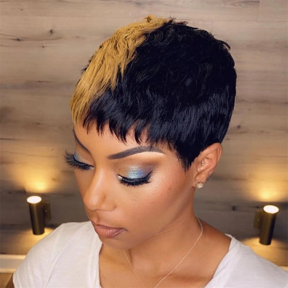 Pixie Cut Wig For Black Women Full Machine Made Wigs Short Layered  Human Hair Wigs Pixie Cut Wigs Brazilian Remy Hair Wigs 1B30