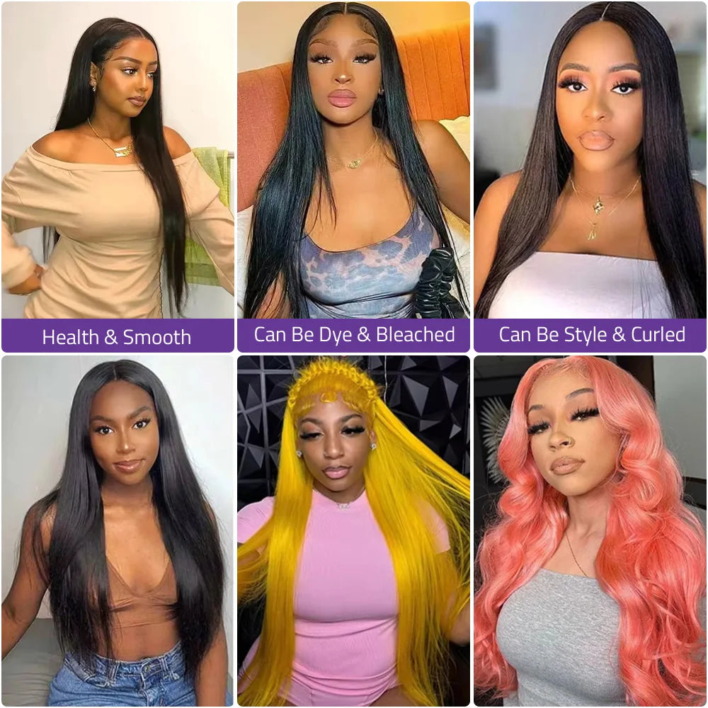 360 Full HD Lace Closure Frontal Wig Bone Straight 40 Inch 13x6 Transparent Lace Front Human Remy Hair Brazilian Wigs for Women