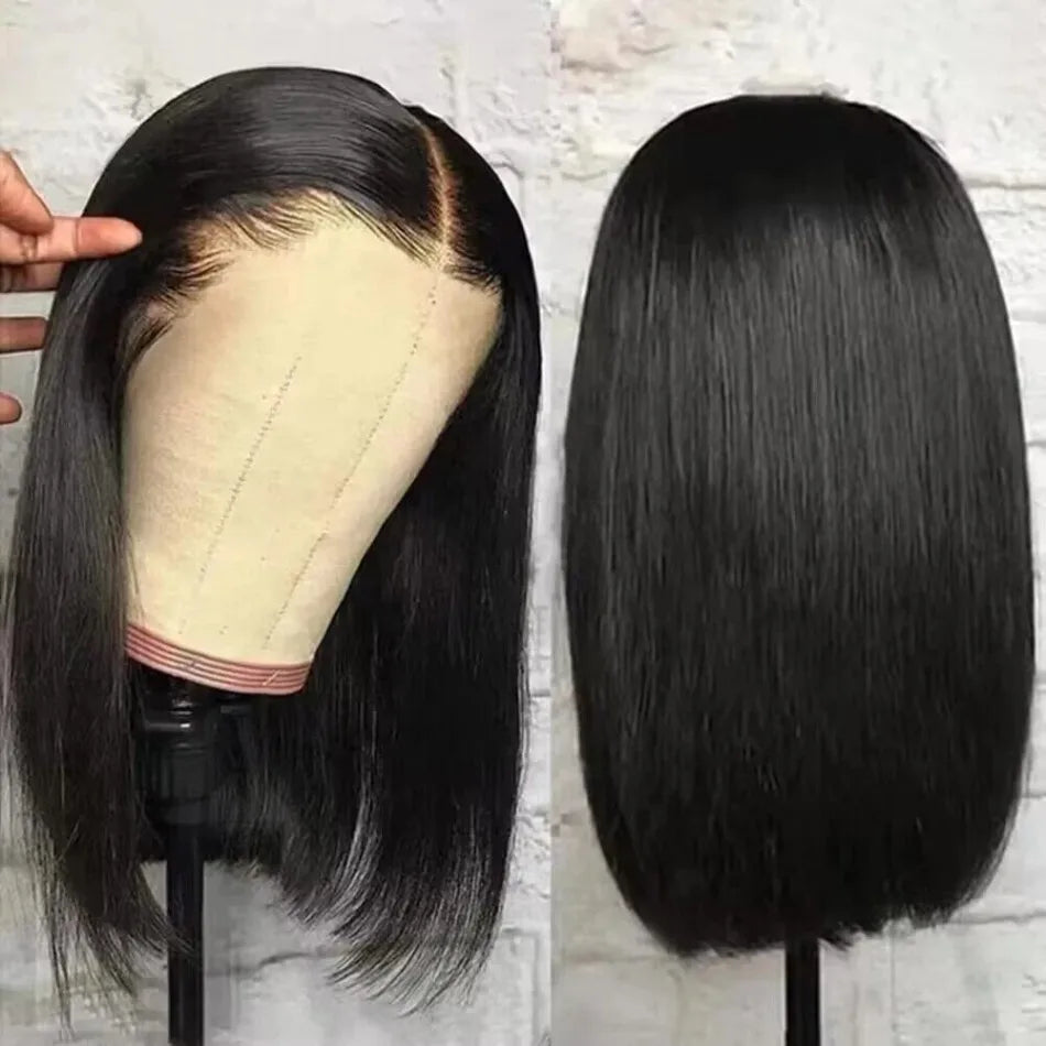 Straight Short Bob 13x6 HD Lace Front Human Hair Wigs Glueless Wigs 220 Density Pre Plucked Brazilian For Women 5x5 HD Lace Wig