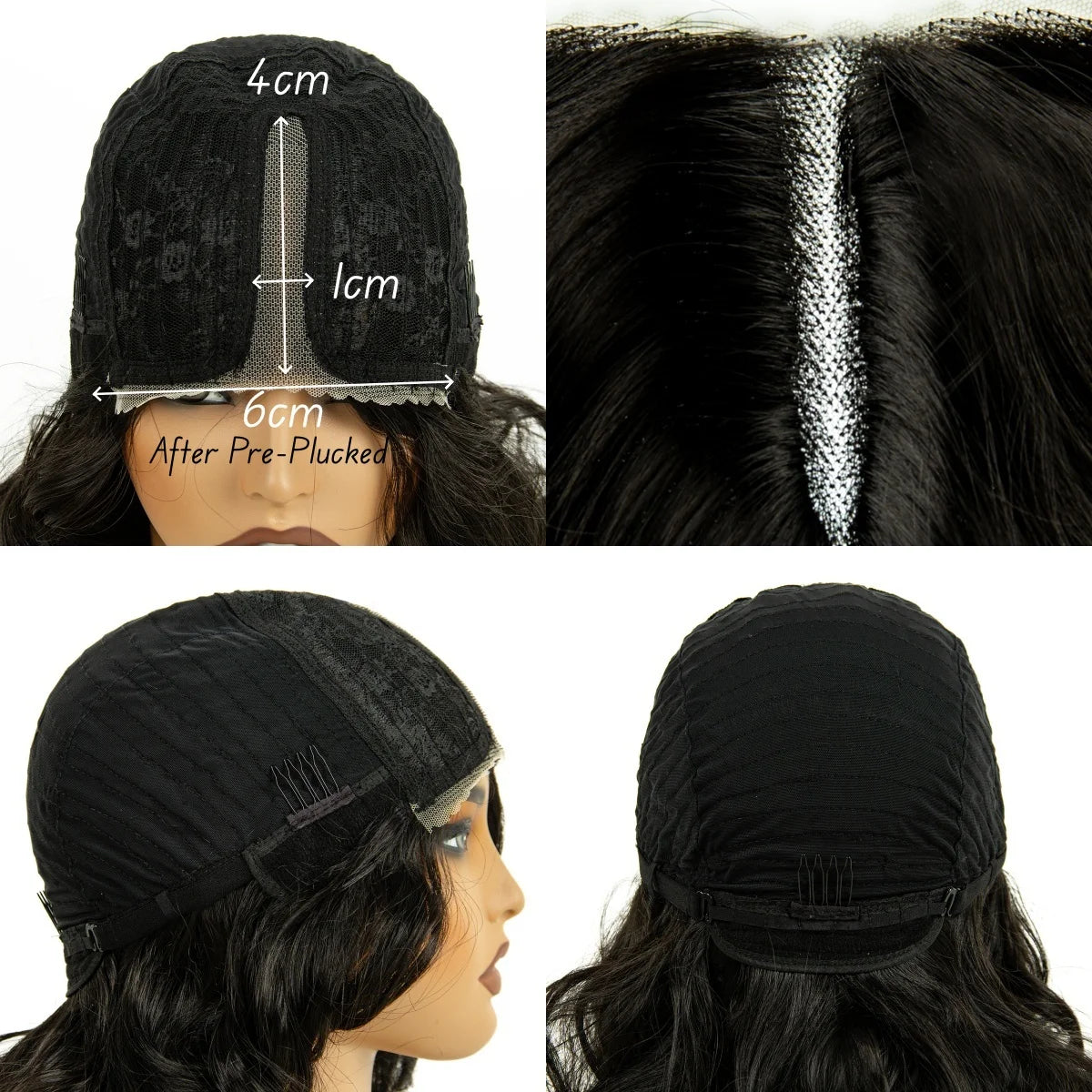 Lace Front Wig Deep Pre-Cut Black Short Curly Synthetic Hair 6*4 T Part Lace Center Part For Daily Replace Used