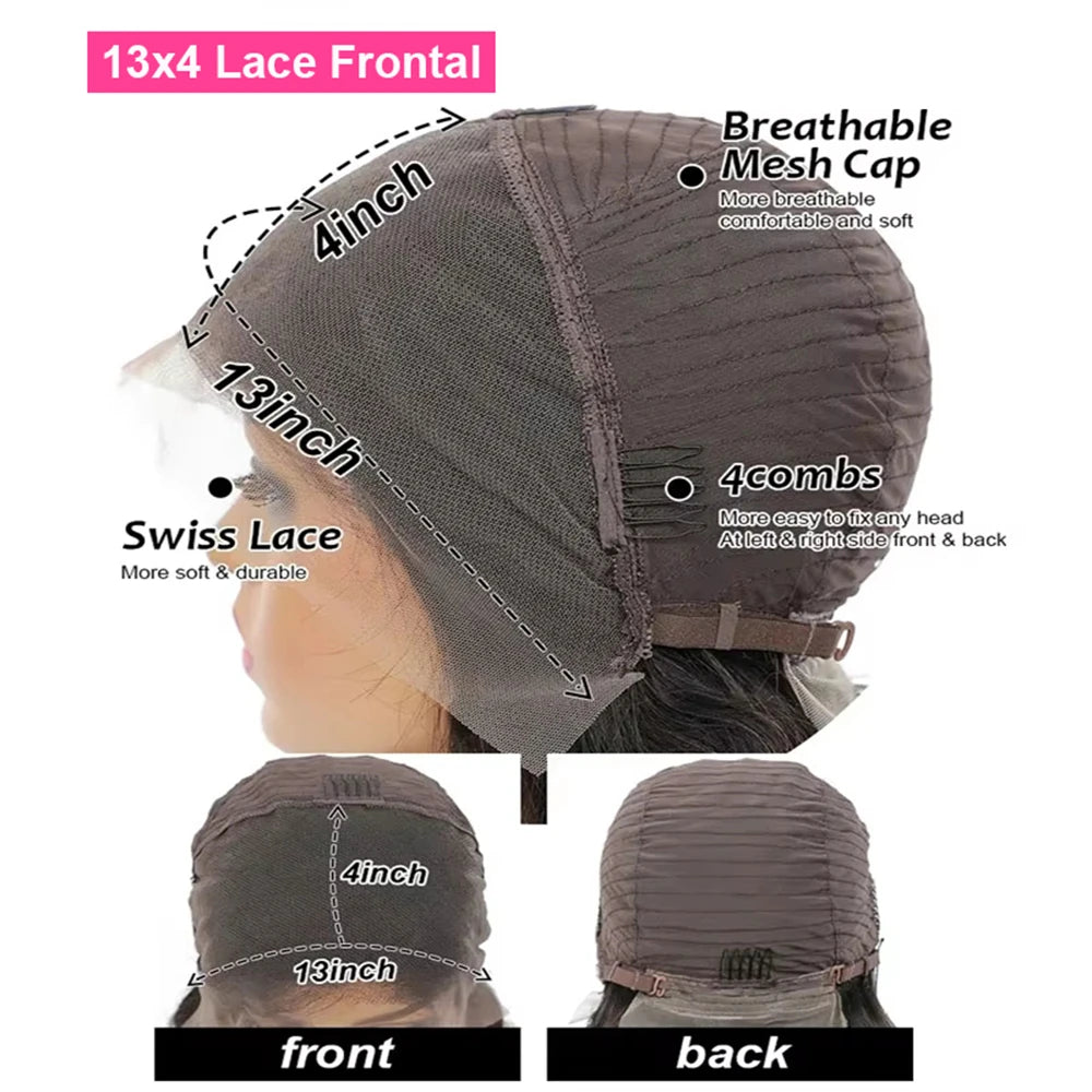 Free Part Pixie Cut Straight Wigs Burmese Lace Front Human Hair Wigs Short Bob Hair Wig Virgin Raw 100% Human Hair Natural Color Preplucked Hairline 13x4 Lace Frontal Hair Wig For Black Women