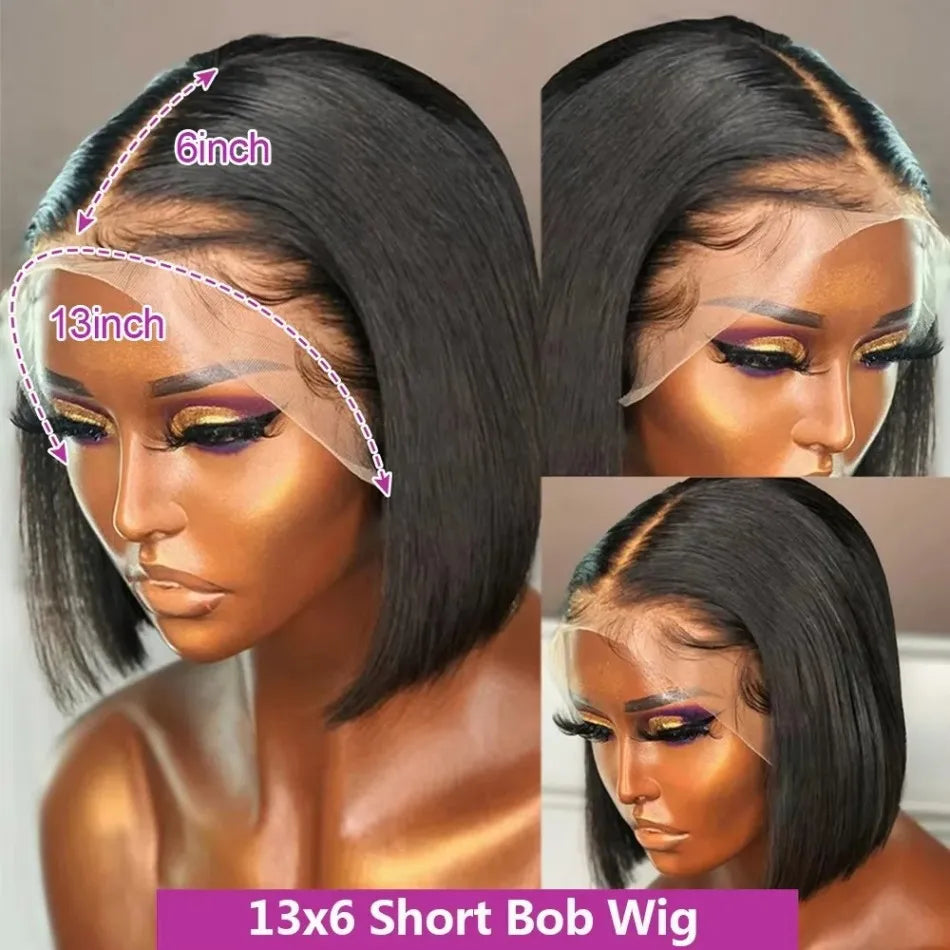 Straight Short Bob 13x6 HD Lace Front Human Hair Wigs Glueless Wigs 220 Density Pre Plucked Brazilian For Women 5x5 HD Lace Wig