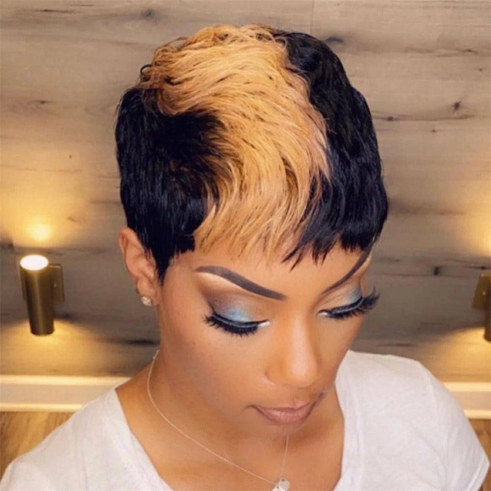 Pixie Cut Wig For Black Women Full Machine Made Wigs Short Layered  Human Hair Wigs Pixie Cut Wigs Brazilian Remy Hair Wigs 1B30