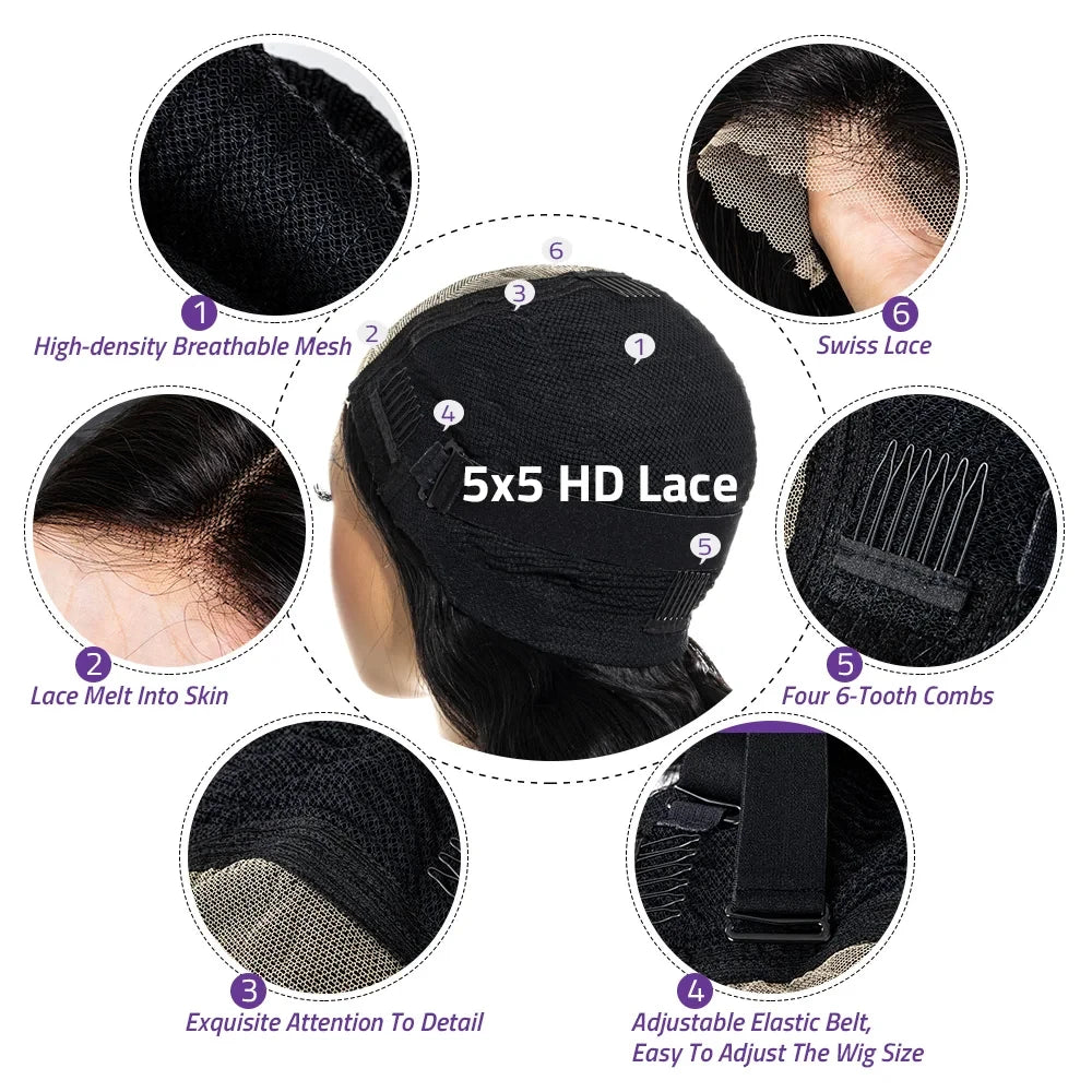 360 Full HD Lace Closure Frontal Wig Bone Straight 40 Inch 13x6 Transparent Lace Front Human Remy Hair Brazilian Wigs for Women