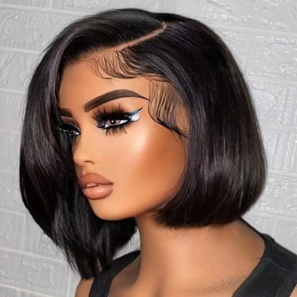 Straight Short Bob 13x6 HD Lace Front Human Hair Wigs Glueless Wigs 220 Density Pre Plucked Brazilian For Women 5x5 HD Lace Wig