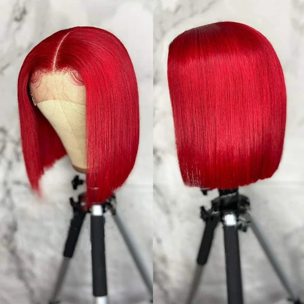 Luxury Red Bob Wig – HD Lace Natural Look Human Hair