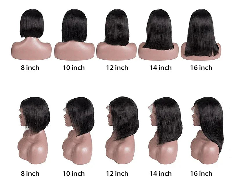 13x4 Straight Lace Frontal Bob Wig Pre Plucked 4x4 Human Hair Wigs Brazilian Remy Bone Straight Short Bob Wig For Women 14 Inch