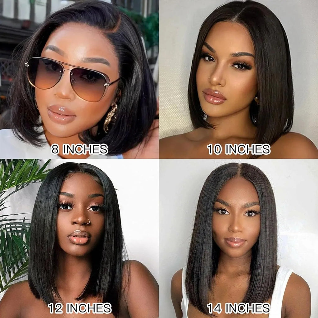 13x4 Straight Bob Wig Human Hair 100% Glueless Wear and Go HD Lace Wigs Human Hair Preplucked Short Human Hair Lace Frontal Wigs