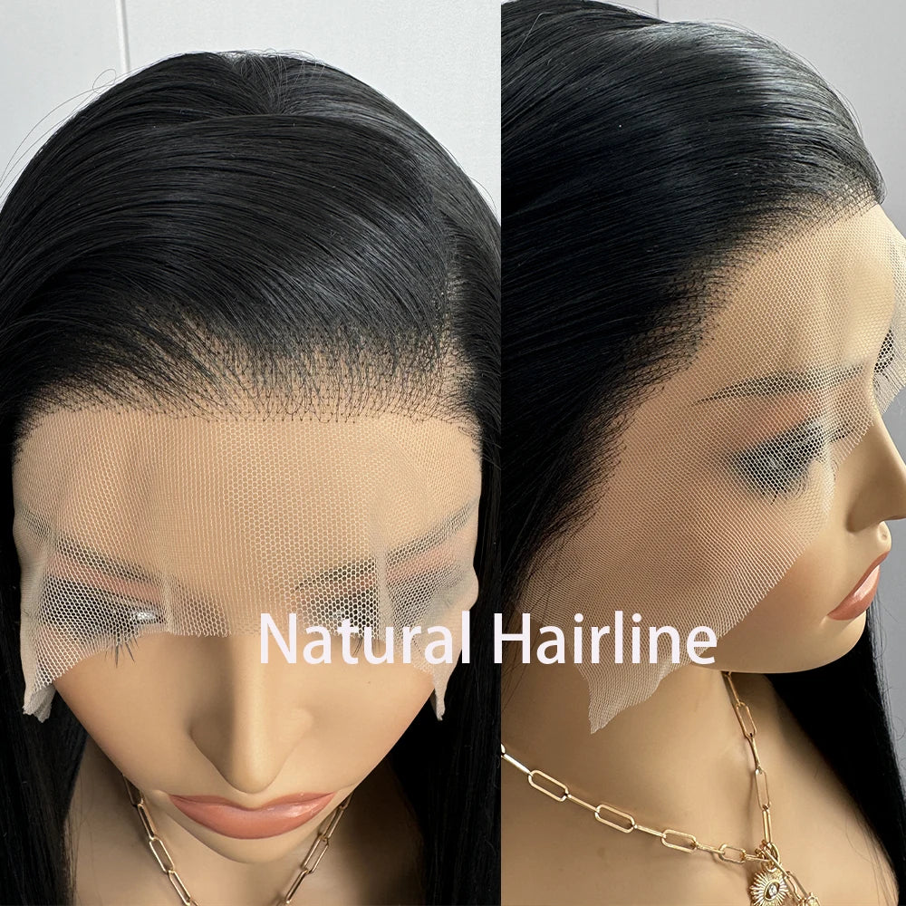 13x4 Black Straight Wig Synthetic Lace Wigs Long Silk Straight Wig High Quality Lace Front Wigs for Women Daily Use Cosplay Wig