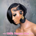 Free Part Pixie Cut Straight Wigs Burmese Lace Front Human Hair Wigs Short Bob Hair Wig Virgin Raw 100% Human Hair Natural Color Preplucked Hairline 13x4 Lace Frontal Hair Wig For Black Women