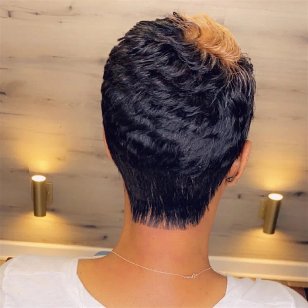 Pixie Cut Wig For Black Women Full Machine Made Wigs Short Layered  Human Hair Wigs Pixie Cut Wigs Brazilian Remy Hair Wigs 1B30