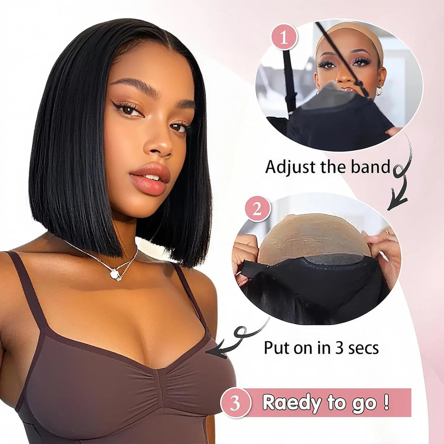 13x4 Straight Bob Wig Human Hair 100% Glueless Wear and Go HD Lace Wigs Human Hair Preplucked Short Human Hair Lace Frontal Wigs