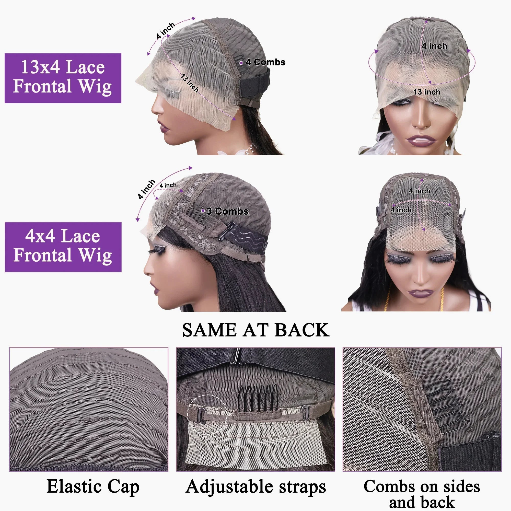 13x4 Straight Lace Frontal Bob Wig Pre Plucked 4x4 Human Hair Wigs Brazilian Remy Bone Straight Short Bob Wig For Women 14 Inch