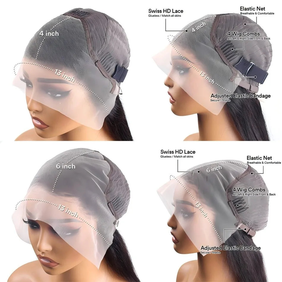 Straight Short Bob 13x6 HD Lace Front Human Hair Wigs Glueless Wigs 220 Density Pre Plucked Brazilian For Women 5x5 HD Lace Wig