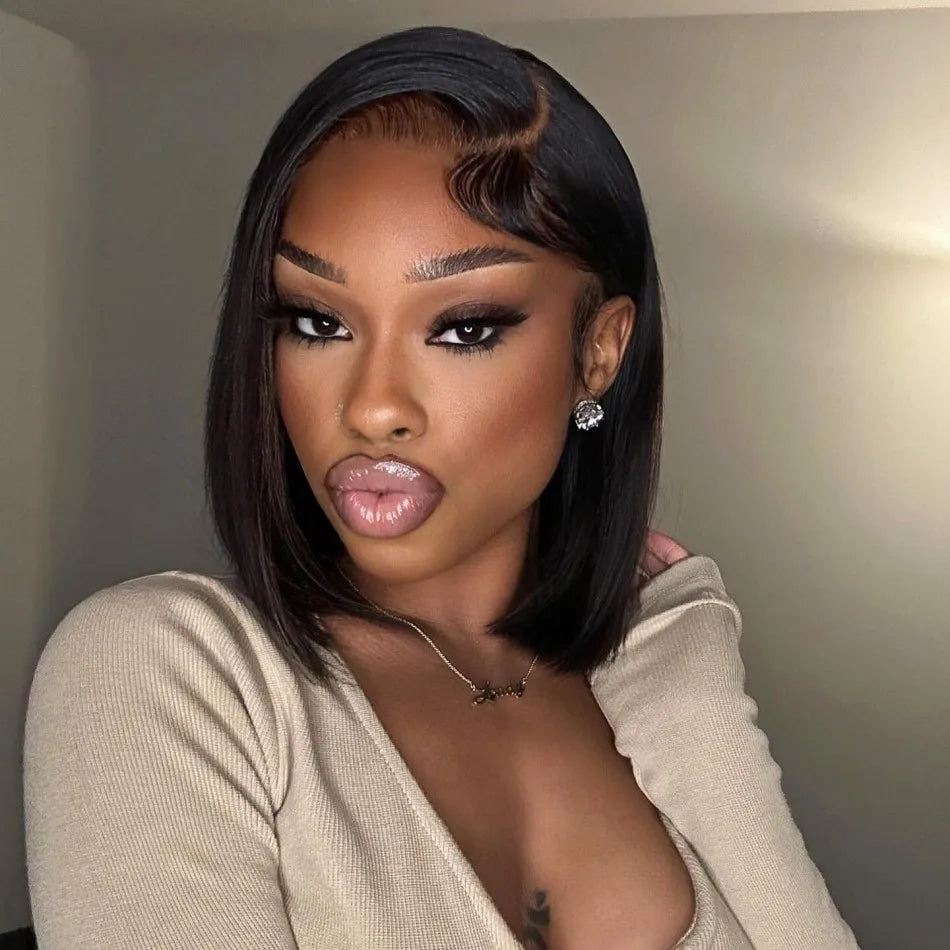 Straight Short Bob 13x6 HD Lace Front Human Hair Wigs Glueless Wigs 220 Density Pre Plucked Brazilian For Women 5x5 HD Lace Wig