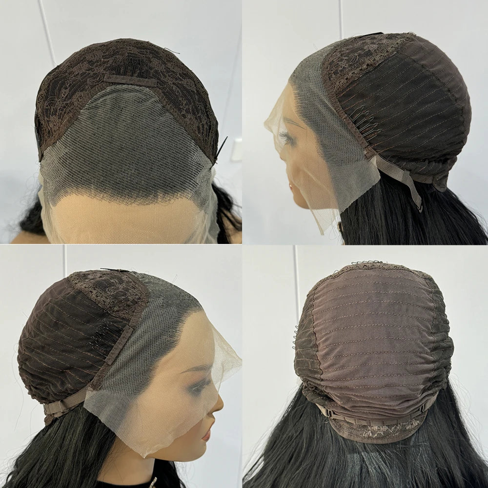 13x4 Black Straight Wig Synthetic Lace Wigs Long Silk Straight Wig High Quality Lace Front Wigs for Women Daily Use Cosplay Wig