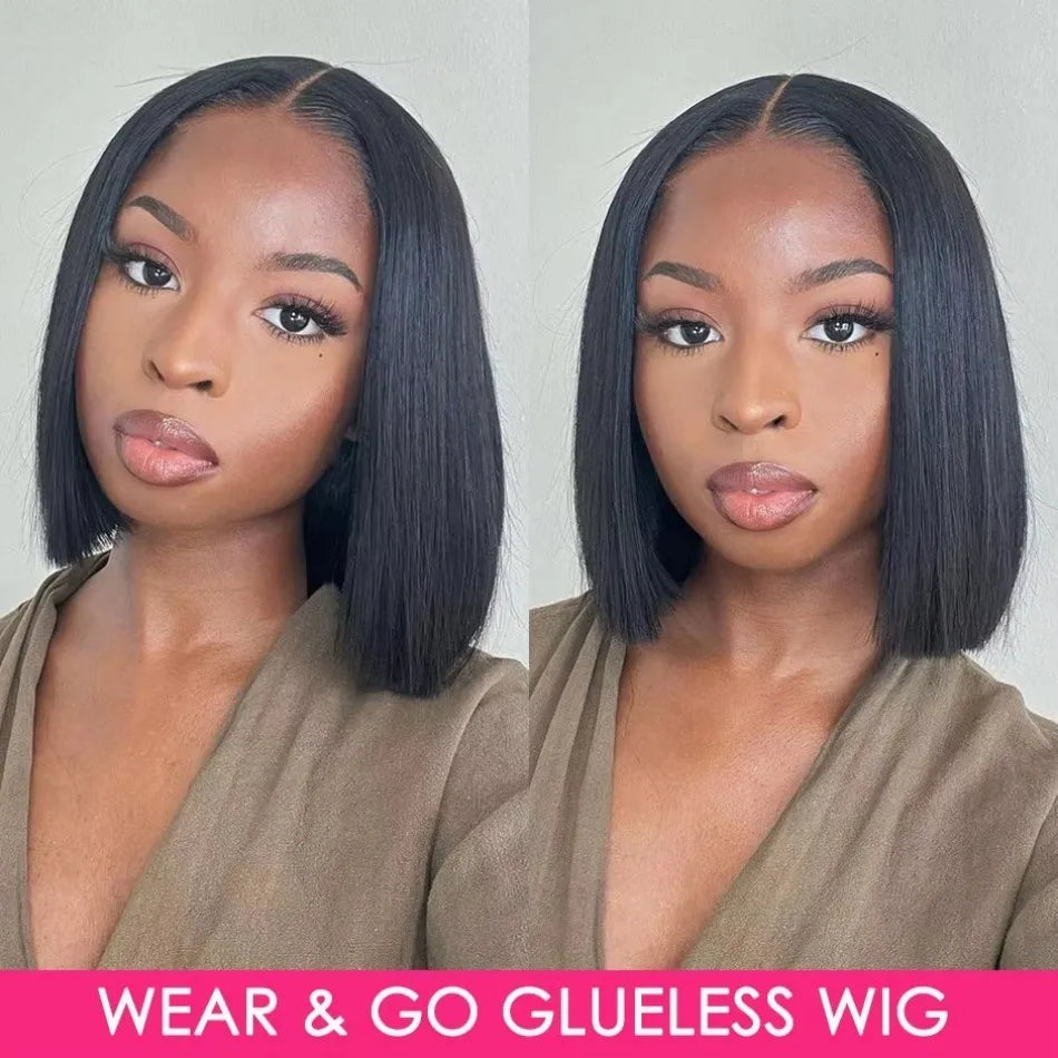 Straight Short Bob 13x6 HD Lace Front Human Hair Wigs Glueless Wigs 220 Density Pre Plucked Brazilian For Women 5x5 HD Lace Wig