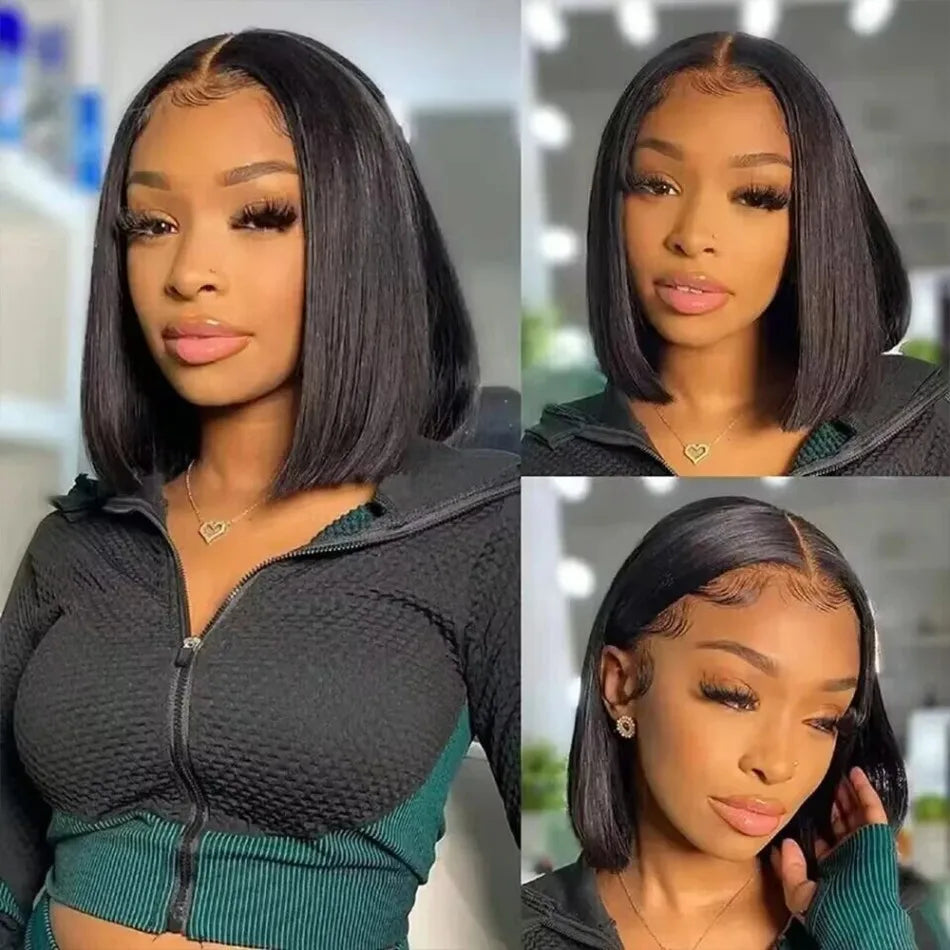 Straight Short Bob 13x6 HD Lace Front Human Hair Wigs Glueless Wigs 220 Density Pre Plucked Brazilian For Women 5x5 HD Lace Wig
