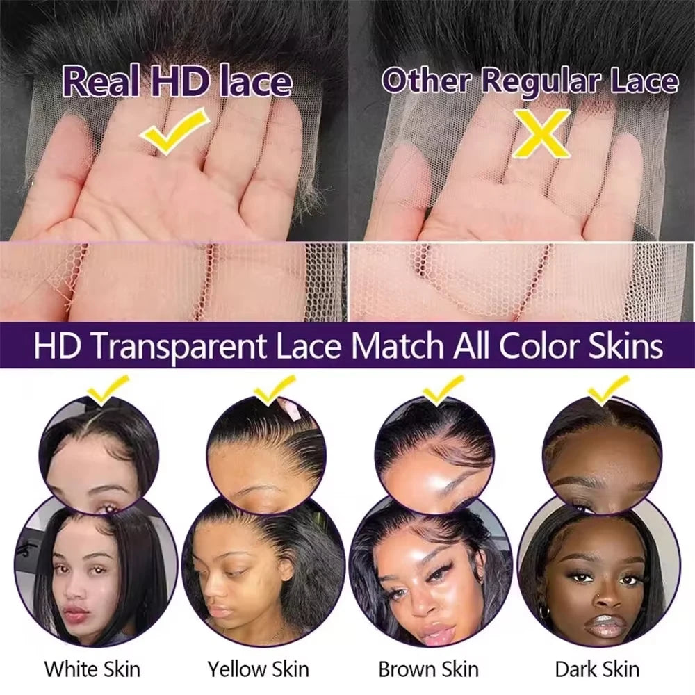 360 Full HD Lace Closure Frontal Wig Bone Straight 40 Inch 13x6 Transparent Lace Front Human Remy Hair Brazilian Wigs for Women