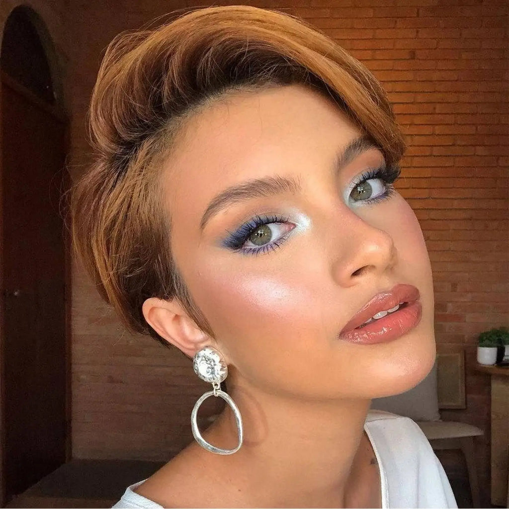 Short Straight Bob Pixie Cut Wig Ombre Human Hair Honey Blonde Pixie Wigs For Black Women Preplucked Part 13X4X1 Lace Wig for Wo